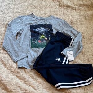 adidas Kids Matching Set in Gray and Navy